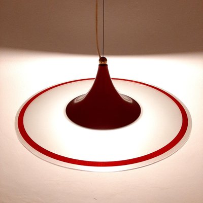 Mid-Century Red Pendant Lamp, Italy, 1960s-WQC-843054