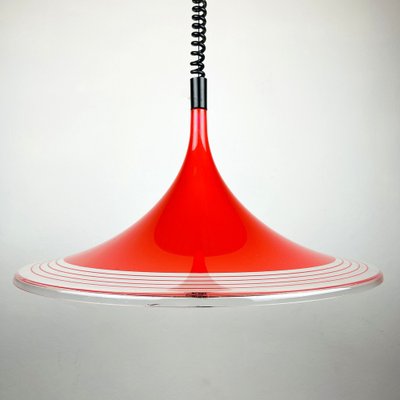 Mid-Century Red Plastic Albatros Pendant Lamp from Meblo, Yugoslavia, 1970s-WQC-953309