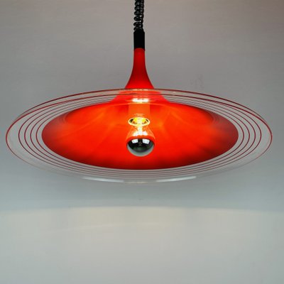 Mid-Century Red Plastic Albatros Pendant Lamp from Meblo, Yugoslavia, 1970s-WQC-953309