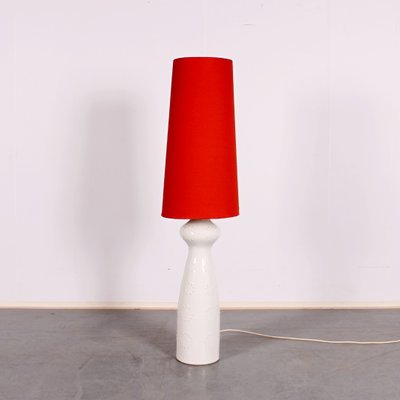 Mid-Century Red & White Floor Lamp-JUN-1215881