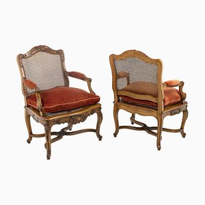 Mid-Century Regence Style Armchairs in Beech and Cane-CEJ-1065973