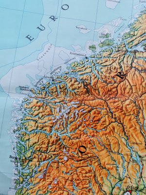 Mid-Century Relief Wall Card of Scandinavia by Wenschow for List Verlag, 1960s-FW-1358224