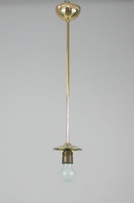 Mid-Century Ribbed Milk Glass & Brass Globe Pendant Attributed to Stilnovo-OE-897811