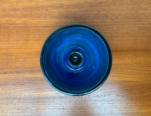 Mid-Century Rimini Blu Pottery Candle Holder by Aldo Londi for Bitossi, Italy, 1960s-UAH-1417520