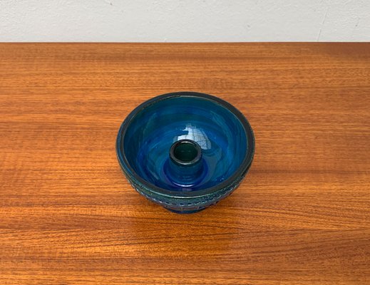 Mid-Century Rimini Blu Pottery Candle Holder by Aldo Londi for Bitossi, Italy, 1960s-UAH-1417520