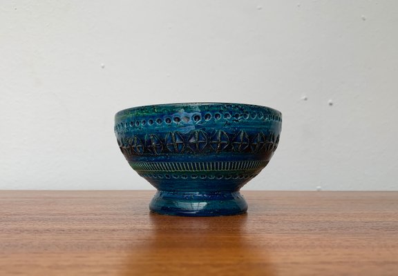 Mid-Century Rimini Blu Pottery Candle Holder by Aldo Londi for Bitossi, Italy, 1960s-UAH-1417520