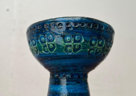 Mid-Century Rimini Blu Pottery Candleholder by Aldo Londi for Bitossi, Italy, 1960s-UAH-1716533