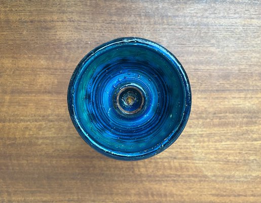 Mid-Century Rimini Blu Pottery Candleholder by Aldo Londi for Bitossi, Italy, 1960s-UAH-1716533