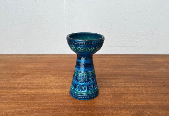 Mid-Century Rimini Blu Pottery Candleholder by Aldo Londi for Bitossi, Italy, 1960s-UAH-1716533