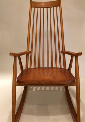 Mid-Century Rocking Chair in Beechwood, 1950s-BAF-763521