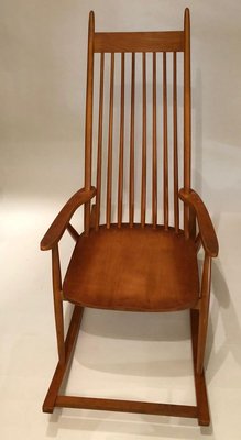 Mid-Century Rocking Chair in Beechwood, 1950s-BAF-763521