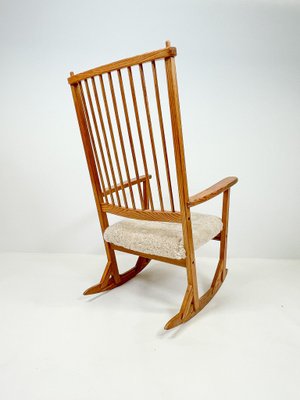 Mid-Century Rocking Chair in Pine and Sheepskin by Yngve Ekström, Sweden-UYK-1001049