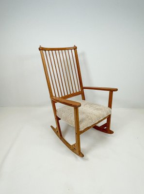 Mid-Century Rocking Chair in Pine and Sheepskin by Yngve Ekström, Sweden-UYK-1001049