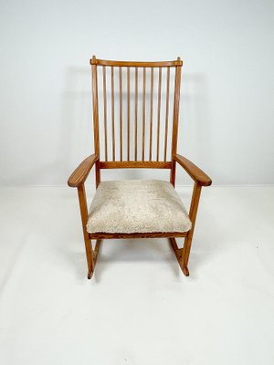 Mid-Century Rocking Chair in Pine and Sheepskin by Yngve Ekström, Sweden-UYK-1001049