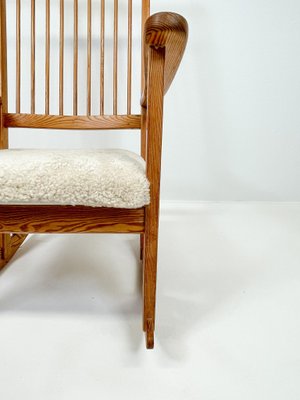 Mid-Century Rocking Chair in Pine and Sheepskin by Yngve Ekström, Sweden-UYK-1001049