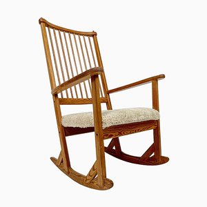 Mid-Century Rocking Chair in Pine and Sheepskin by Yngve Ekström, Sweden-UYK-1001049