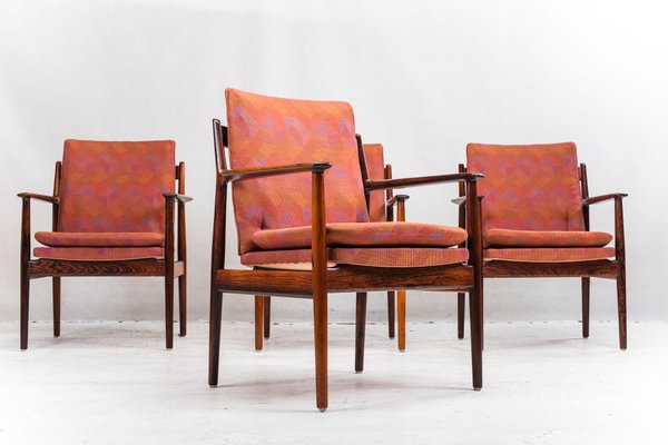 Mid-Century Rosewood Model 341 Armchairs by Arne Vodder for Sibast, Set of 4-ZZH-594914