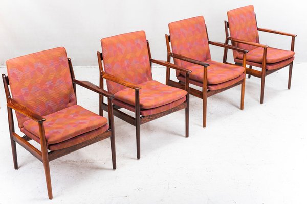 Mid-Century Rosewood Model 341 Armchairs by Arne Vodder for Sibast, Set of 4-ZZH-594914