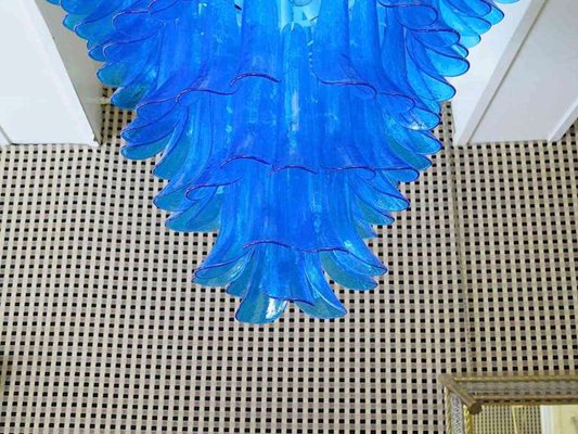 Mid-Century Round Blue Murano Glass Chandelier from Mazzega, 1970s-UH-843765