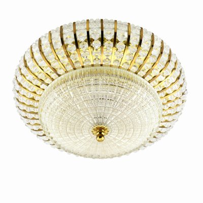 Mid-Century Round Ceiling or Wall Lamp in Glass & Brass attributed to Emil Stejnar, 1960s-QBR-1397688