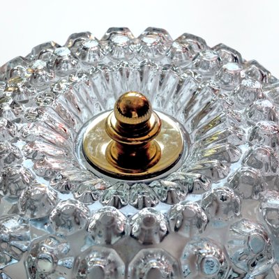 Mid-Century Round Ceiling or Wall Lamp in Textured Glass from Limburg, Germany, 1970s-QBR-996752