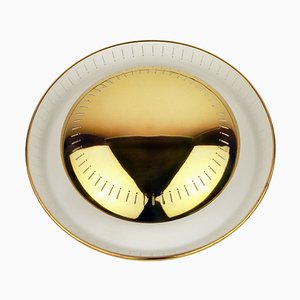 Mid-Century Round Ceiling or Wall Light in Brass with White Italy, 1950s-QBR-997787