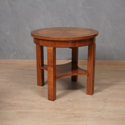 Mid-Century Round Cherrywood Veneer Game Side Table, 1950s-UH-1742748