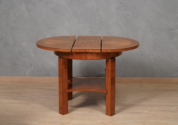 Mid-Century Round Cherrywood Veneer Game Side Table, 1950s-UH-1742748