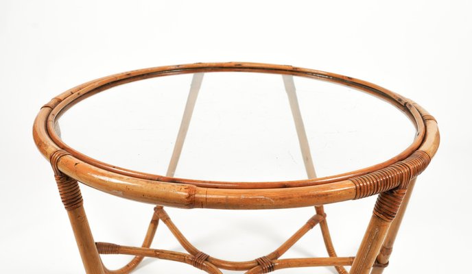 Mid-Century Round Coffee Table in Bamboo, 1960s-LYQ-1761433