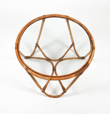 Mid-Century Round Coffee Table in Bamboo, 1960s-LYQ-1761433