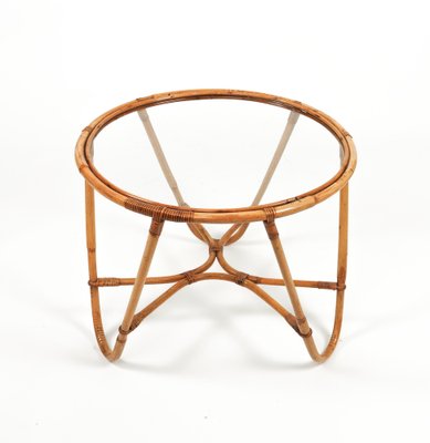 Mid-Century Round Coffee Table in Bamboo, 1960s-LYQ-1761433