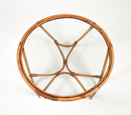 Mid-Century Round Coffee Table in Bamboo, 1960s-LYQ-1761433