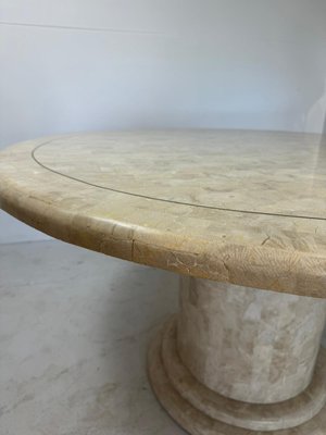 Mid-Century Round Coffee Table in Stone and Brass-GNW-1759969