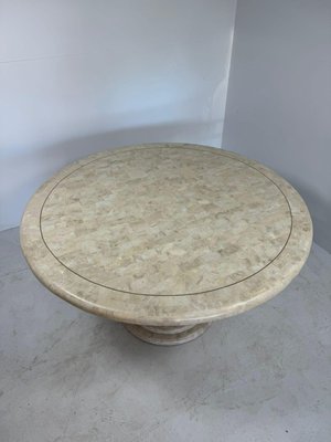 Mid-Century Round Coffee Table in Stone and Brass-GNW-1759969