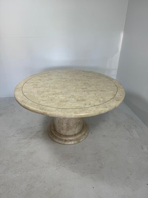 Mid-Century Round Coffee Table in Stone and Brass-GNW-1759969