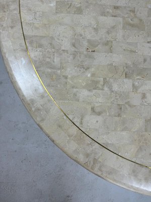 Mid-Century Round Coffee Table in Stone and Brass-GNW-1759969