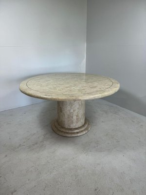 Mid-Century Round Coffee Table in Stone and Brass-GNW-1759969