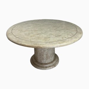 Mid-Century Round Coffee Table in Stone and Brass-GNW-1759969