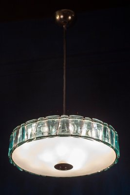 Mid-Century Round Crystal and Chrome Pendant from Fontana Arte, 1960-MBH-1151807