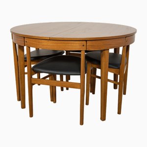 Mid-Century Round Extendable Dining Table and Chairs from McIntosh, 1960s, Set of 5-NIT-2034701