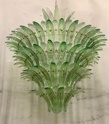 Mid-Century Round Green and Transparent Murano Glass Chandelier, 1990s-UH-952280