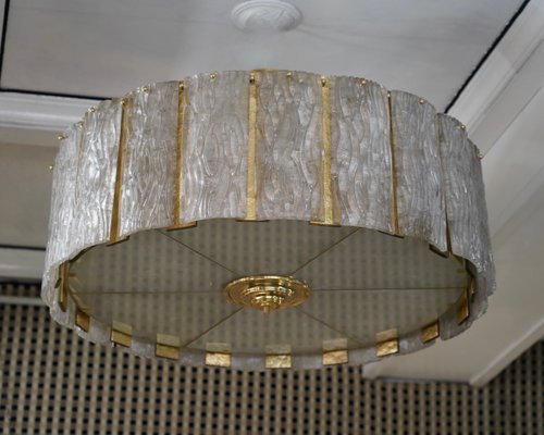 Mid-Century Round Murano Art Glass and Brass Chandelier, 1970-UH-1072793