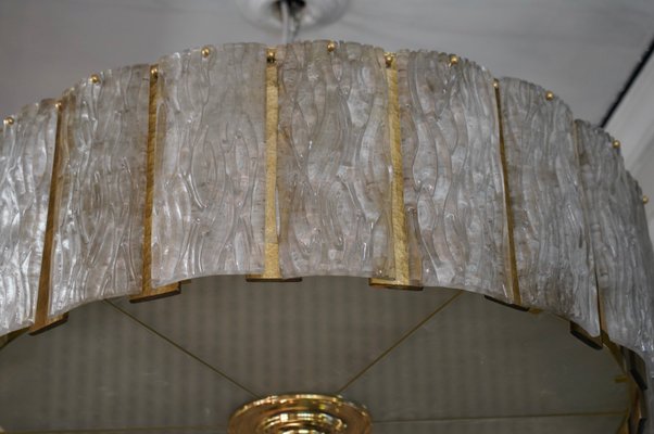 Mid-Century Round Murano Art Glass and Brass Chandelier, 1970-UH-1072793