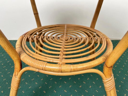 Mid-Century Round Rattan & Bamboo Coffee Table, Italy, 1960s-LYQ-1171385