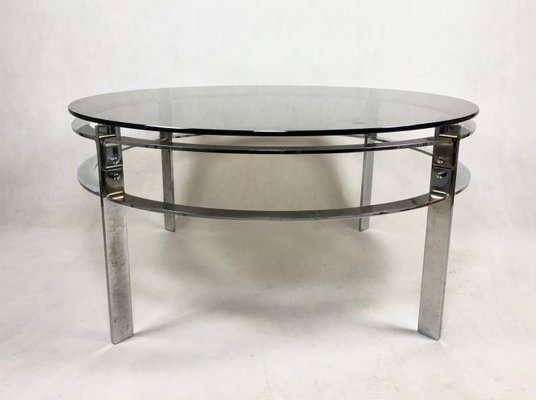 Mid-Century Round Steel Coffee Table, 1970s-ZCY-1376015