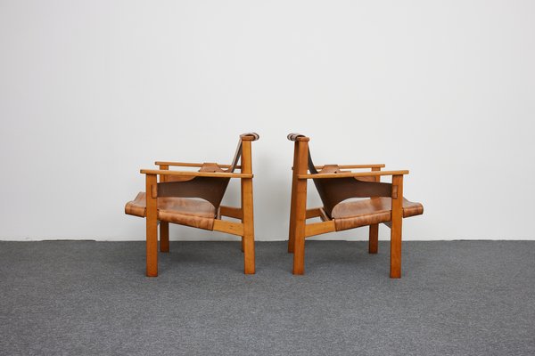 Mid-Century Safari Armchairs Model Trienna by Carl-Axel Acking for Nordiska Kompaniet, 1960s, Set of 2-XCG-1918403