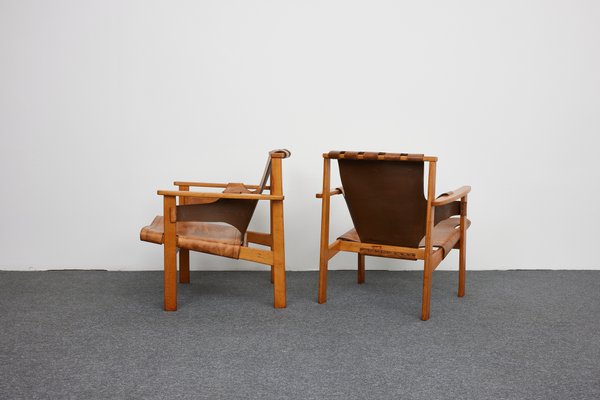 Mid-Century Safari Armchairs Model Trienna by Carl-Axel Acking for Nordiska Kompaniet, 1960s, Set of 2-XCG-1918403