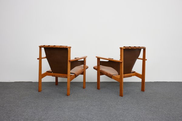 Mid-Century Safari Armchairs Model Trienna by Carl-Axel Acking for Nordiska Kompaniet, 1960s, Set of 2-XCG-1918403