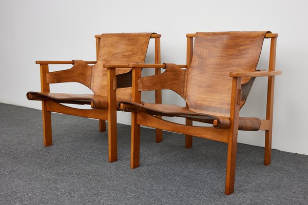 Mid-Century Safari Armchairs Model Trienna by Carl-Axel Acking for Nordiska Kompaniet, 1960s, Set of 2-XCG-1918403