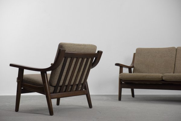 Mid-Century Scandinavian 3-Seat Sofa & Armchair by Hans J. Wegner for Getama, 1960s, Set of 2-ZAA-787258